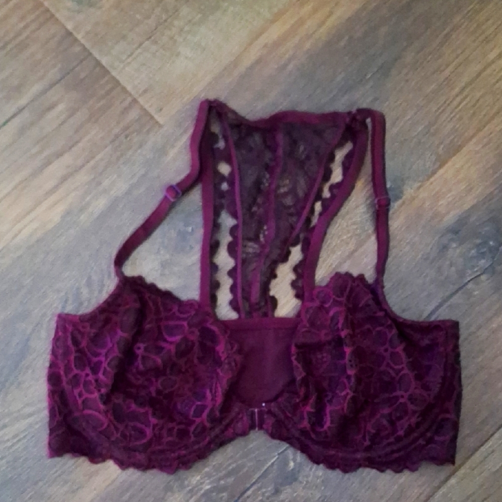PINK Victoria's Secret Lace Bra in Burgundy